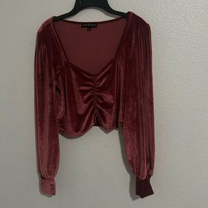 Pink Cropped velvet shirt. (Worn Once)